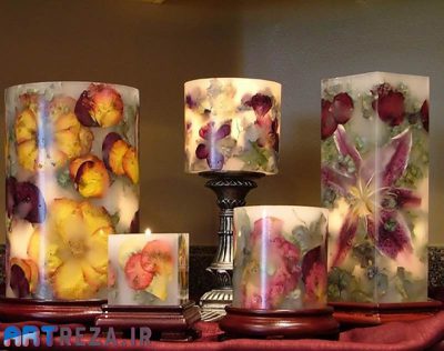 شمع سازی با گل خشک