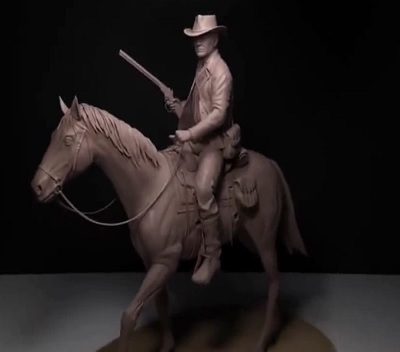 مجسمه مرد کابوی سوار اسب